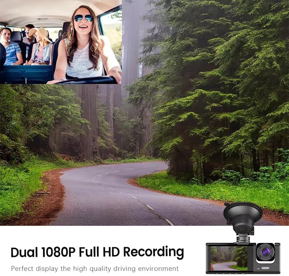 Dash Camera for Car Security Camera Dash Cam Mini Car Recorder 2 Inch Screen Front and inside Dual Car Cameras 1080P with WDR, Night Vision, G-Sensor Auto Lock, Loop Recording